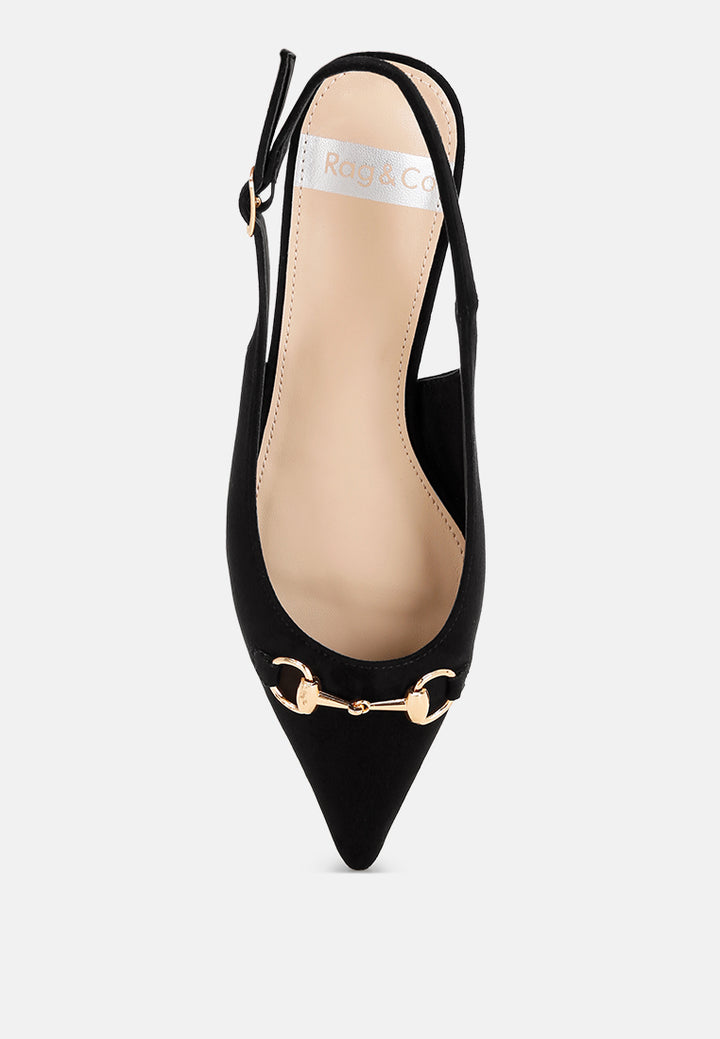 classic horsebit detail slingback heels by ruw#color_black-suede