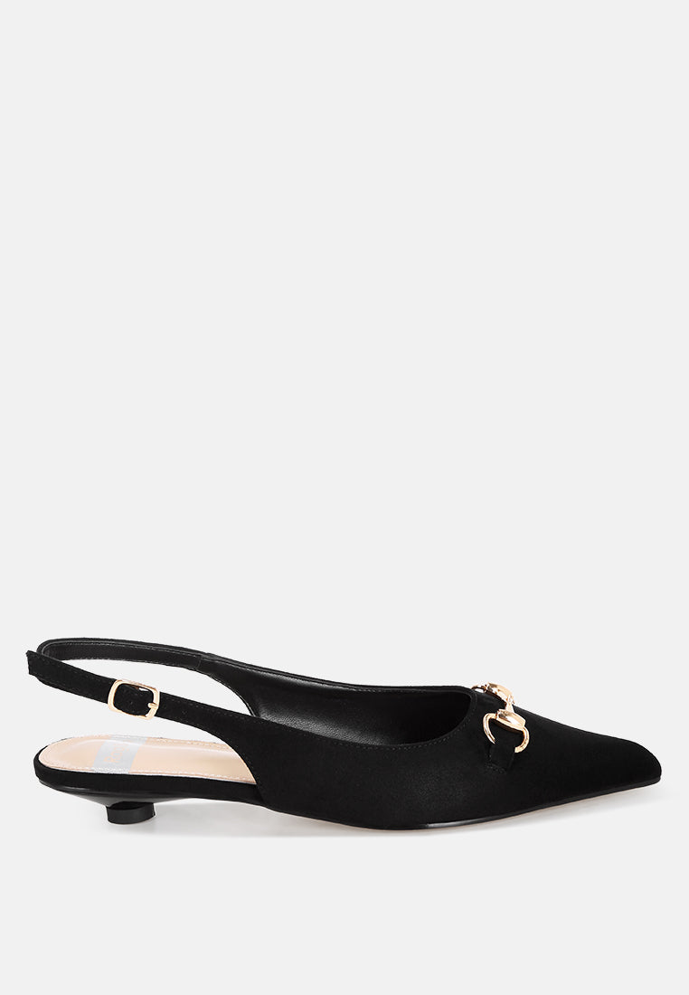 classic horsebit detail slingback heels by ruw#color_black-suede