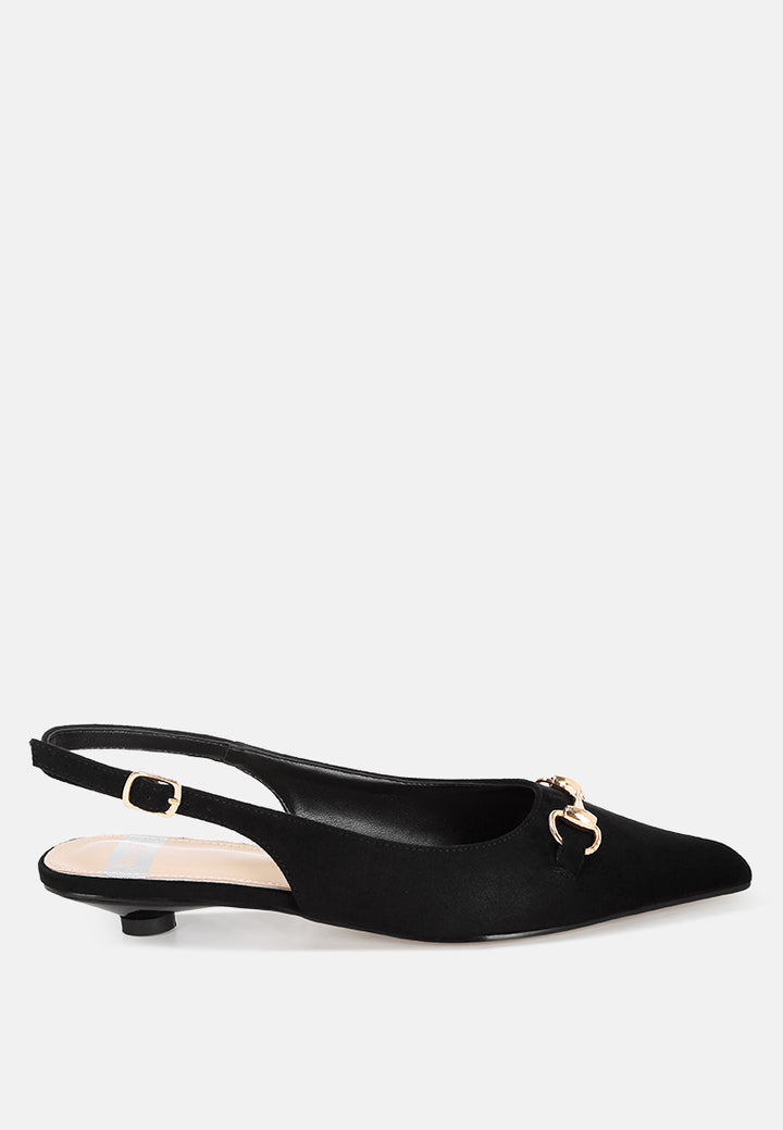 classic horsebit detail slingback heels by ruw#color_black-suede