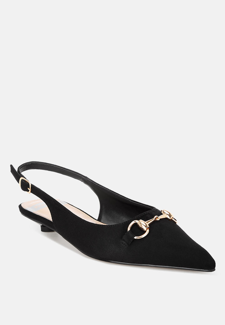 classic horsebit detail slingback heels by ruw#color_black-suede