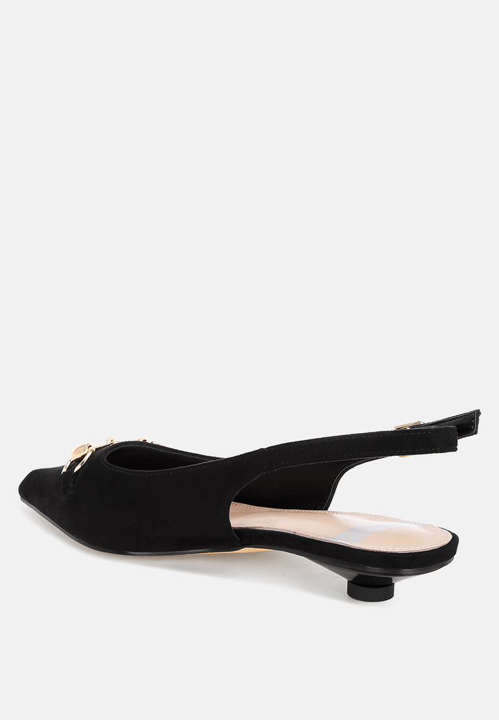 classic horsebit detail slingback heels by ruw#color_black-suede