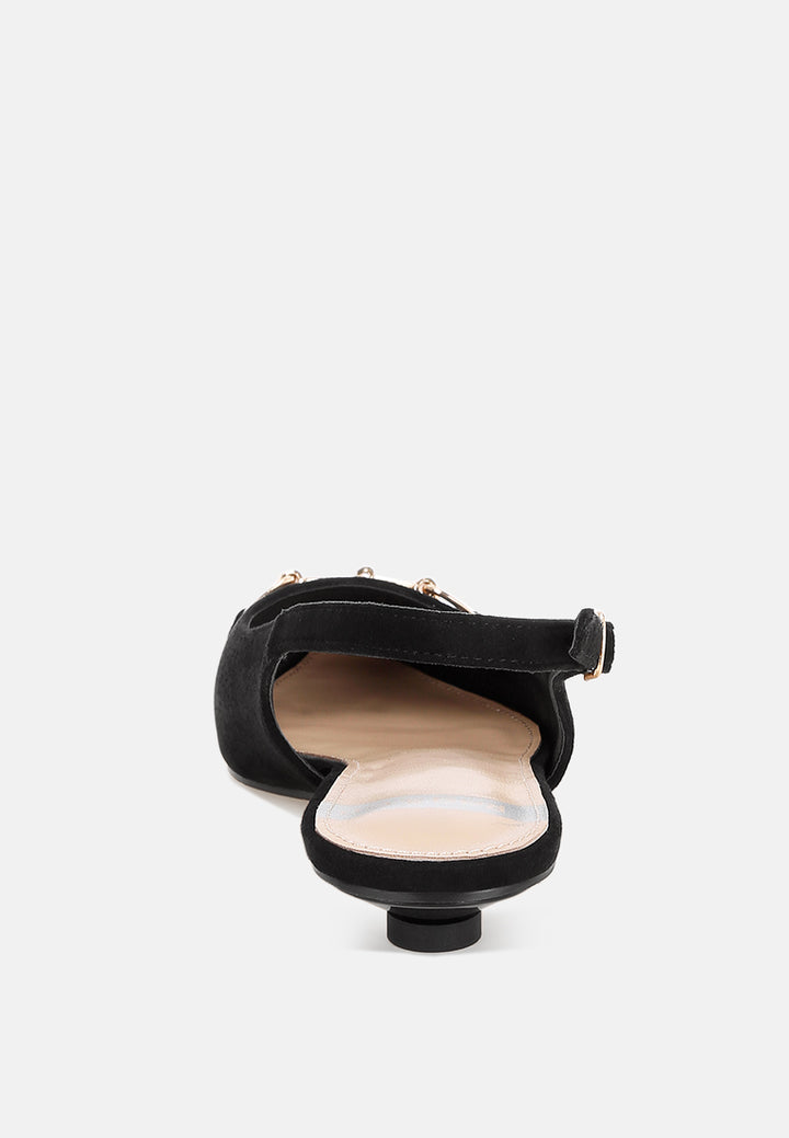 classic horsebit detail slingback heels by ruw#color_black-suede