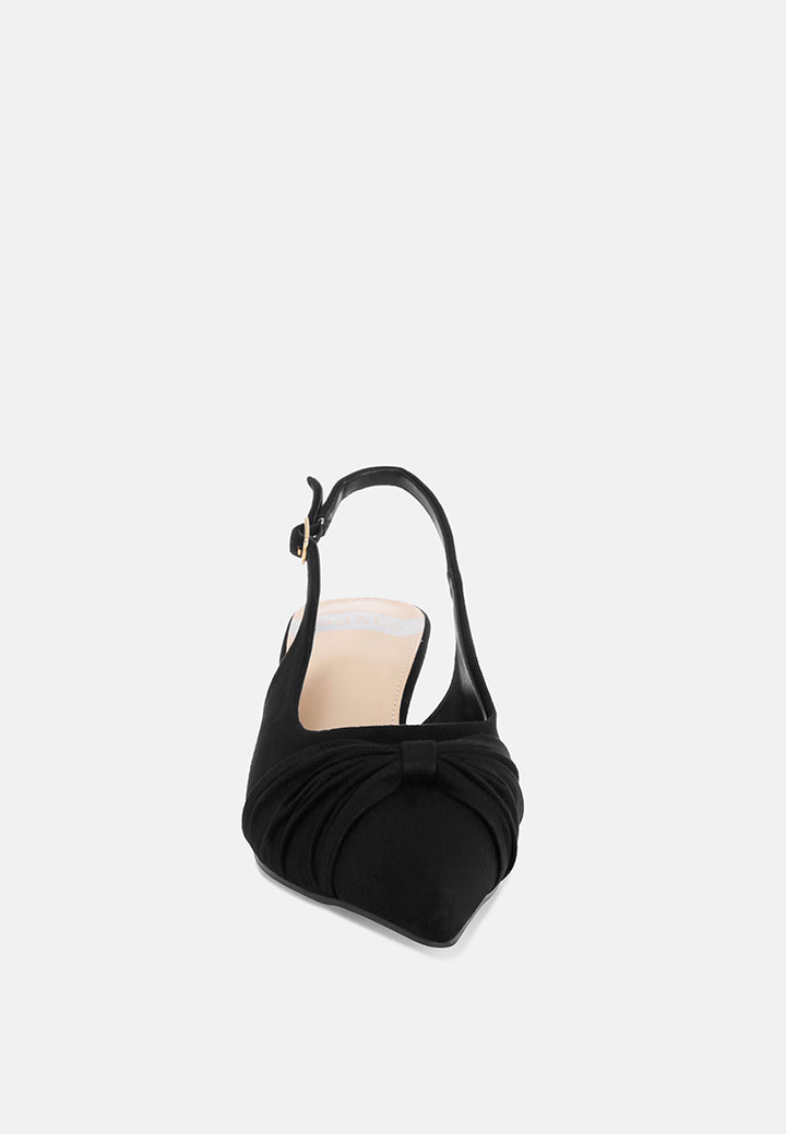 ruched pointed toe slingback heels by ruw#color_black-suede