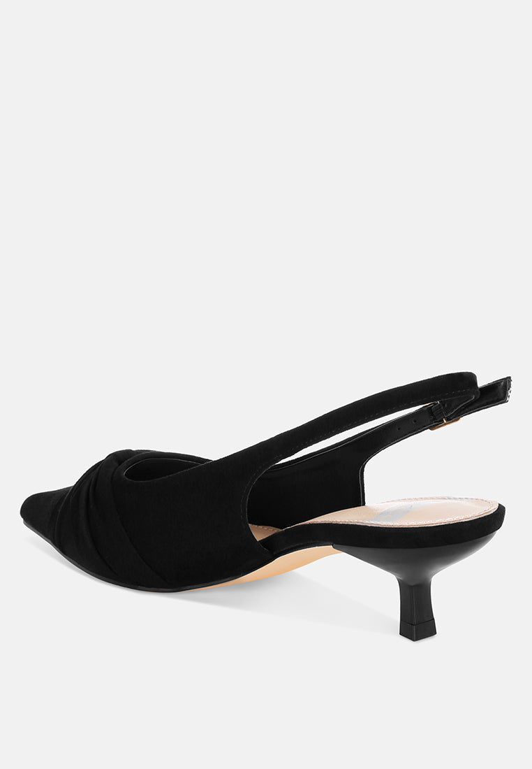 ruched pointed toe slingback heels by ruw#color_black-suede