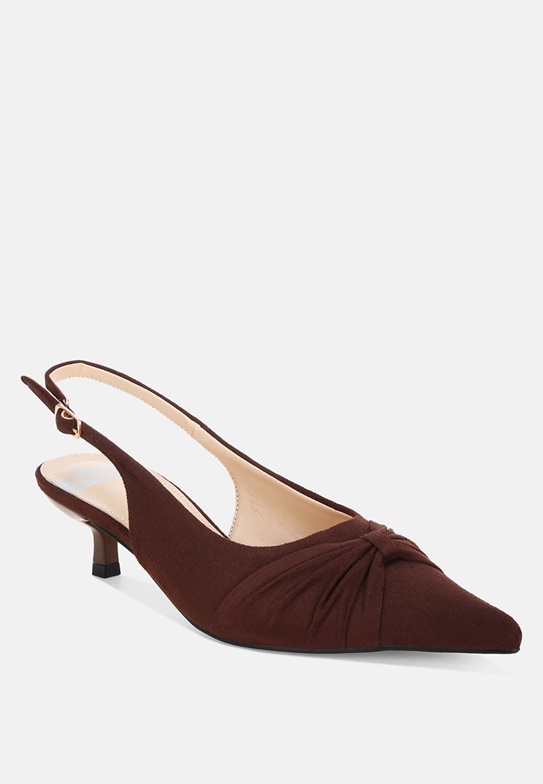 ruched pointed toe slingback heels by ruw#color_brown-suede