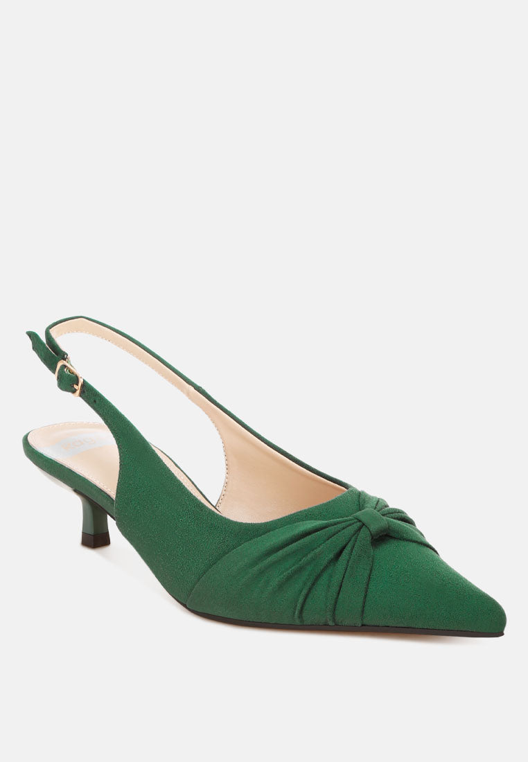 ruched pointed toe slingback heels by ruw#color_green-suede