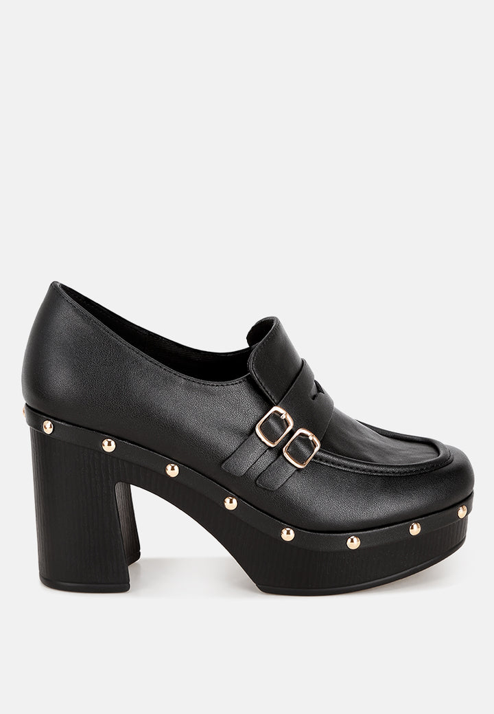 block heel platform loafers#color_black