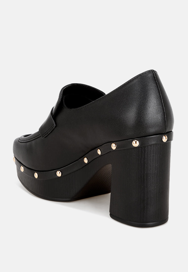 block heel platform loafers#color_black