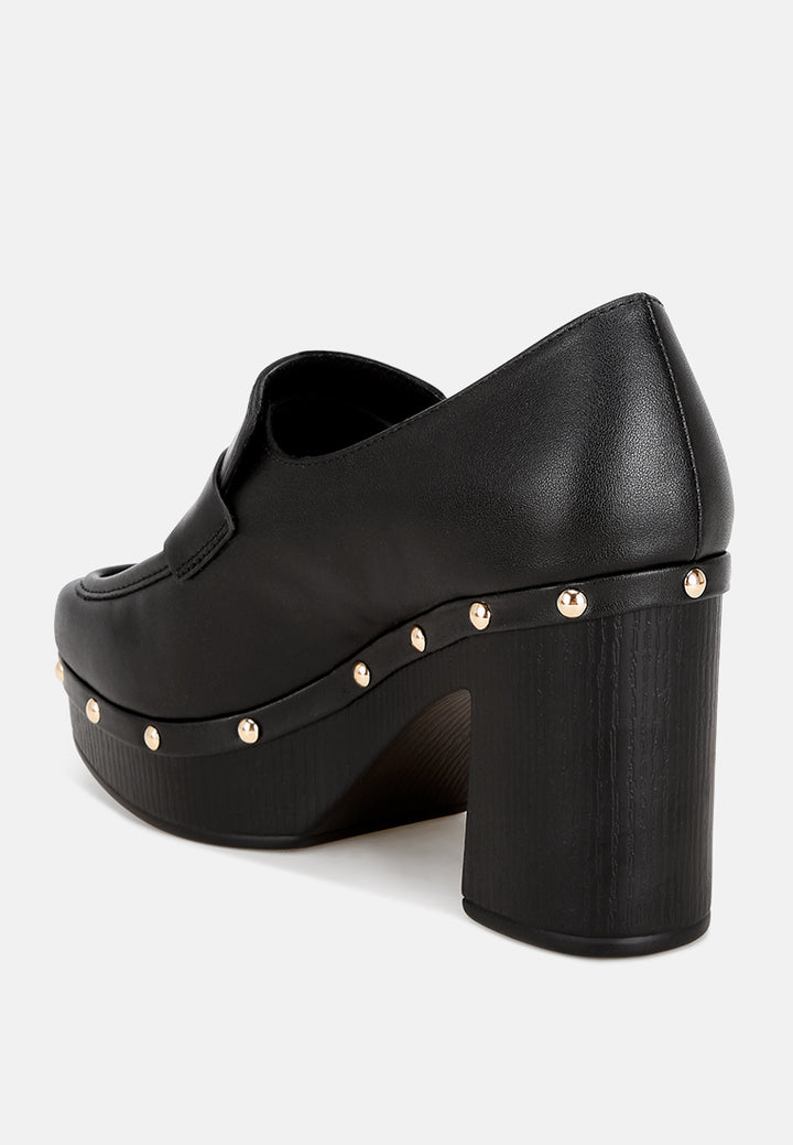 block heel platform loafers#color_black