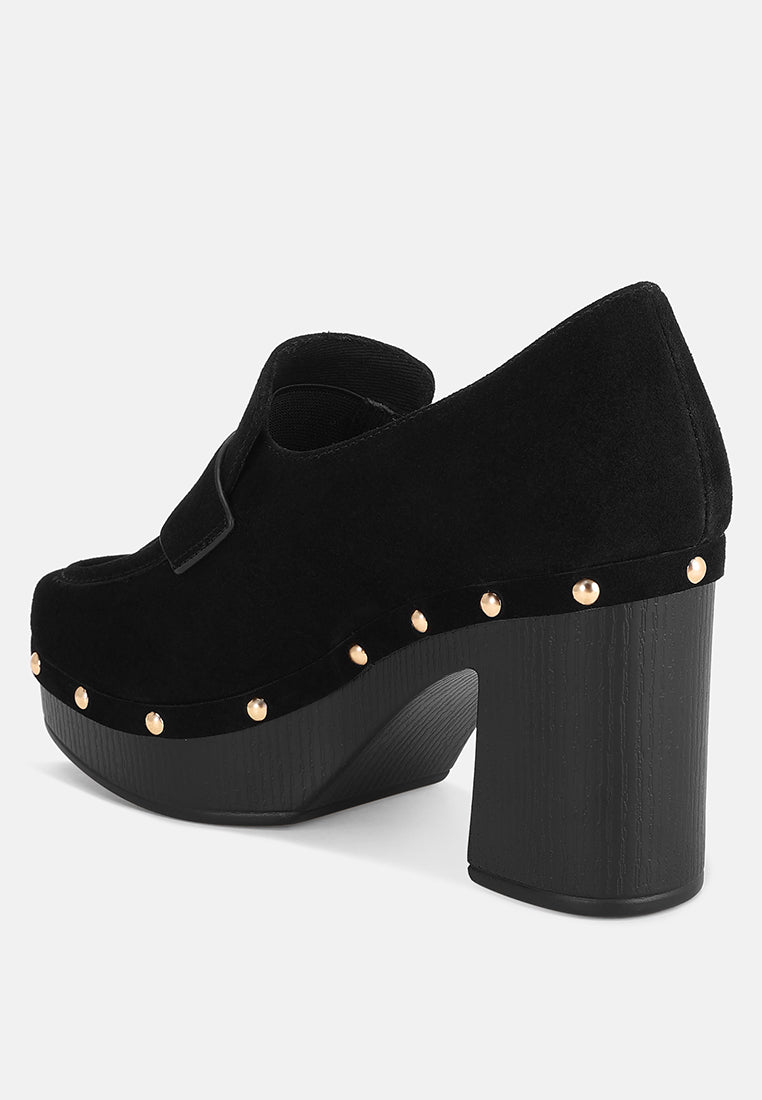 square toe loafer platform heels#color_black
