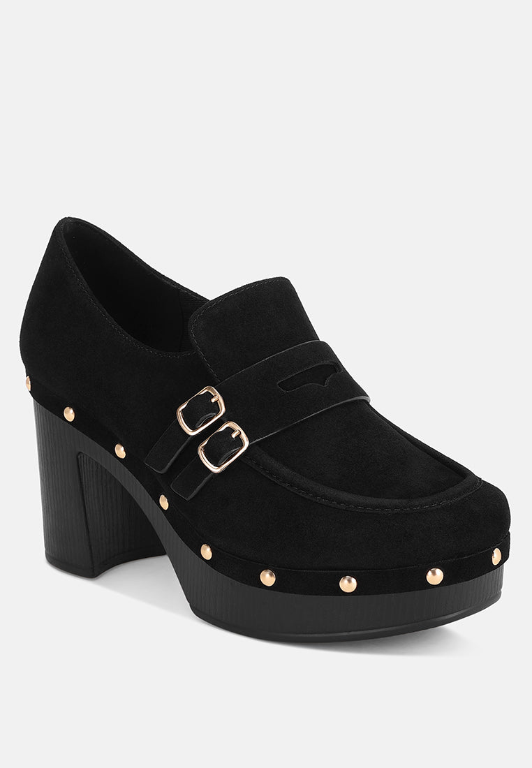 square toe loafer platform heels#color_black