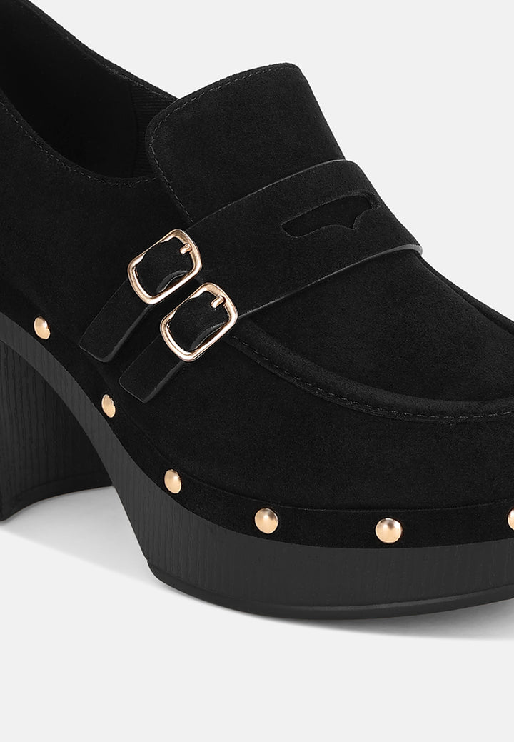 square toe loafer platform heels#color_black