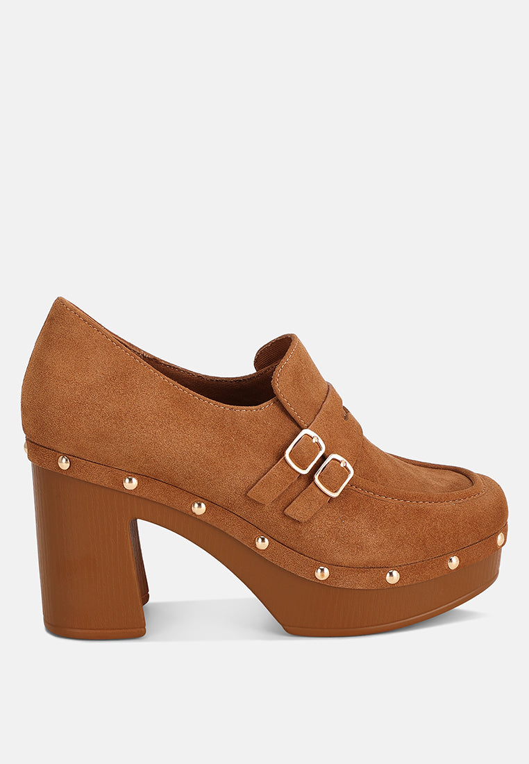 square toe loafer platform heels#color_brown