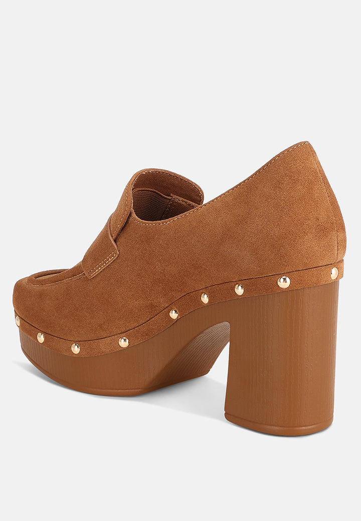 square toe loafer platform heels#color_brown