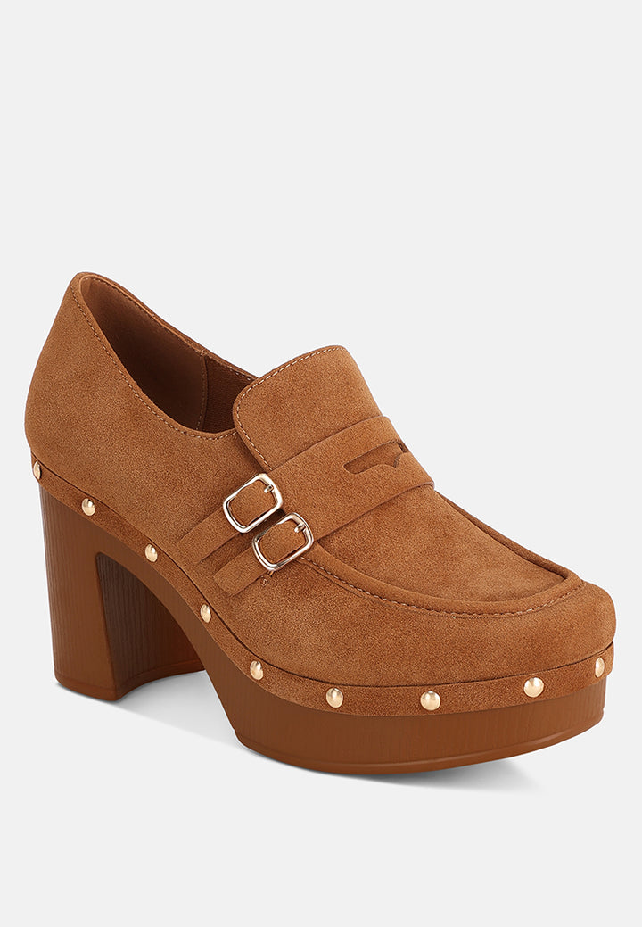 square toe loafer platform heels#color_brown