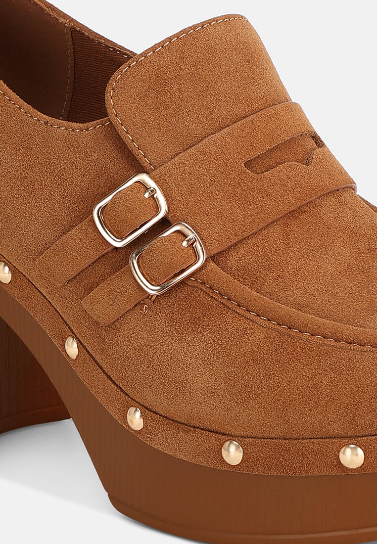 square toe loafer platform heels#color_brown