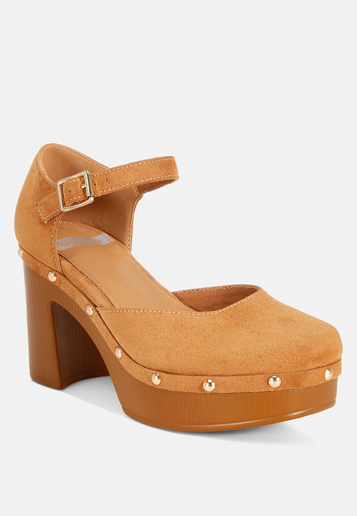 pin buckle ankle strap heels#color_tan