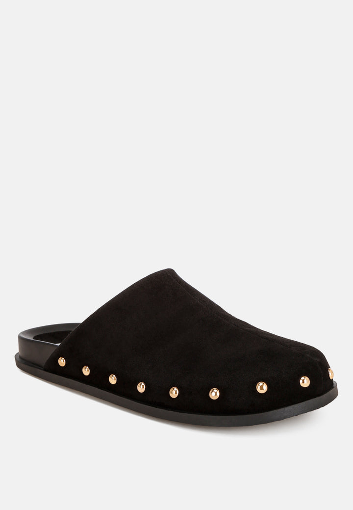 stud embellished slip ons#color_black