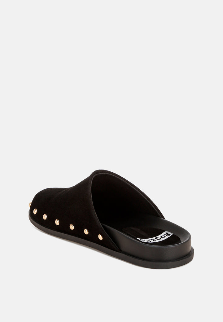 stud embellished slip ons#color_black