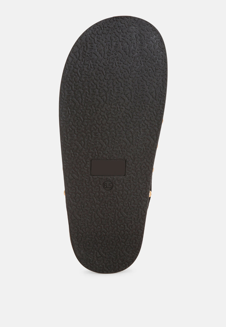 stud embellished slip ons#color_black
