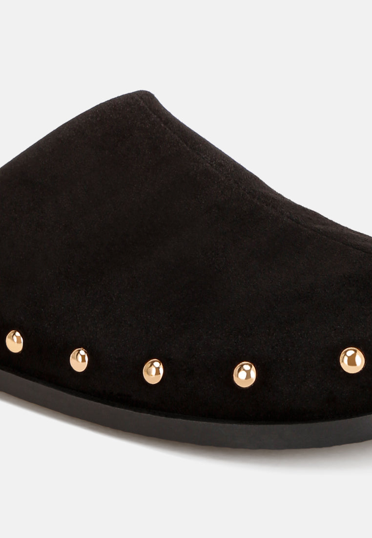 stud embellished slip ons#color_black