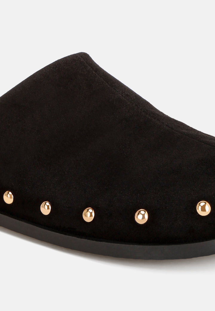 stud embellished slip ons#color_black