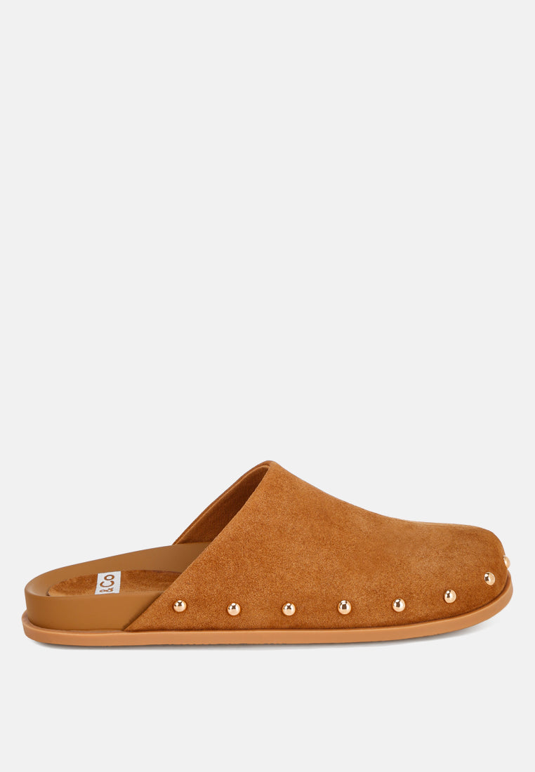 Zidiya Stud Embellished Slip Ons#color_tan
