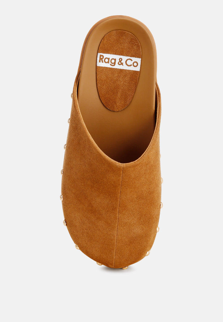 Zidiya Stud Embellished Slip Ons#color_tan