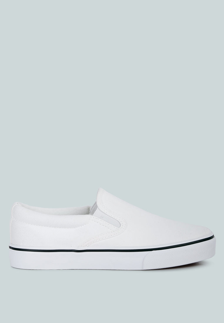 riddler white slip on canvas sneakers#color_white