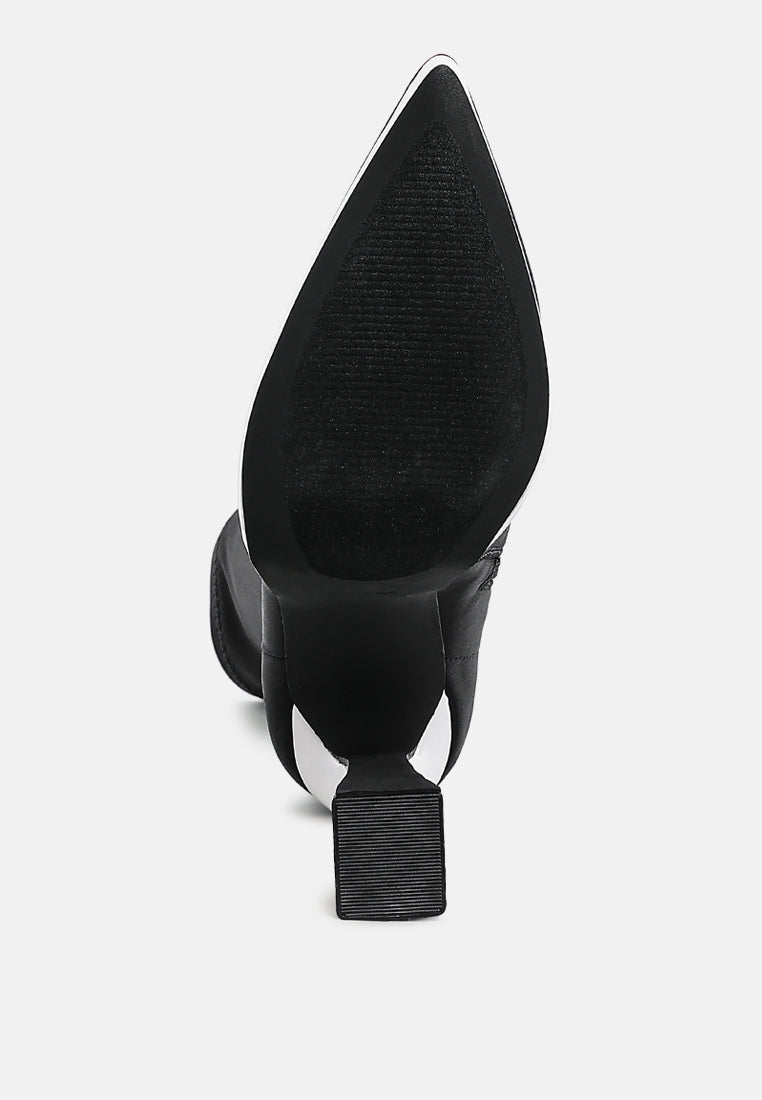 contrasting platform detail sock boots by ruw#color_black-white