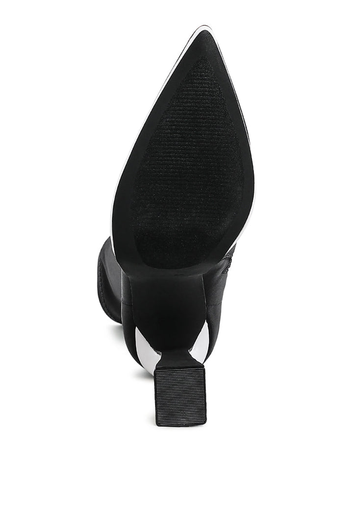 contrasting platform detail sock boots by ruw#color_black-white
