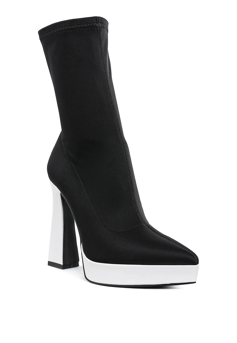 contrasting platform detail sock boots by ruw#color_black-white