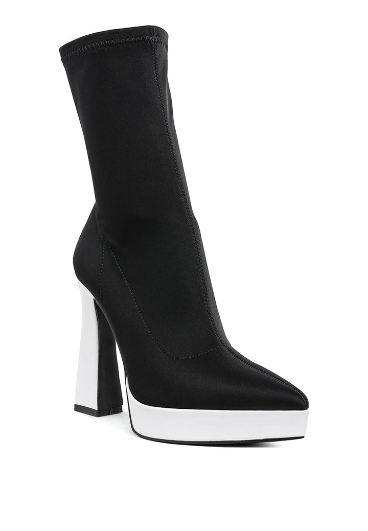 contrasting platform detail sock boots by ruw#color_black-white