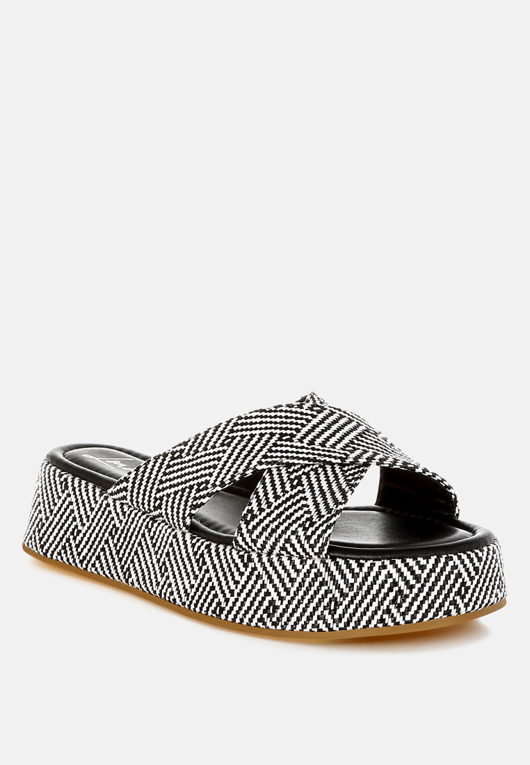 raffia flatform slip ons by ruw#color_black-white