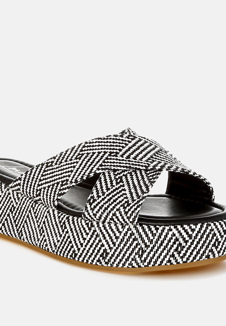 raffia flatform slip ons by ruw#color_black-white