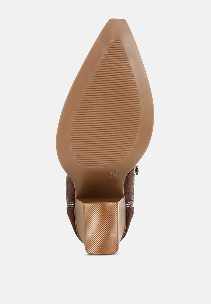 rhinestones embellished calf boots by ruw#color_brown