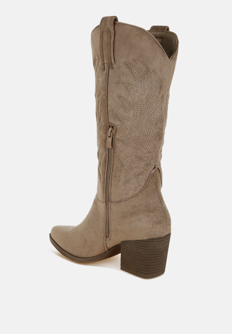 microfiber long cowboy boots by ruw#color_taupe