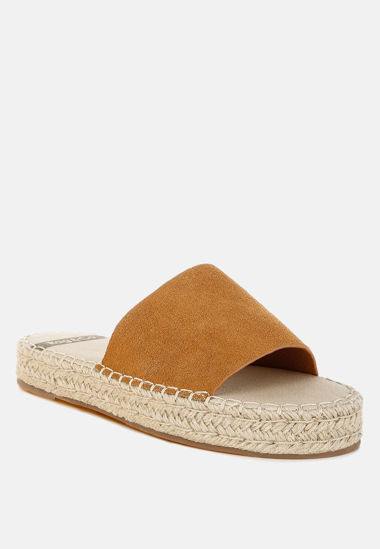 huntra real soft leather espadrille flatforms#color_light-tan