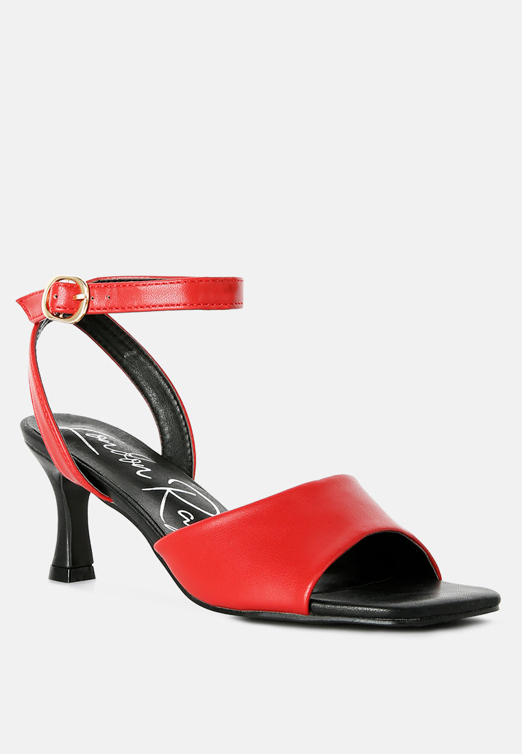 red mid heel ankle strap sandals#color_red