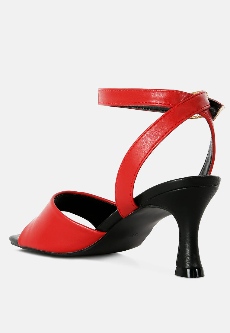 red mid heel ankle strap sandals#color_red