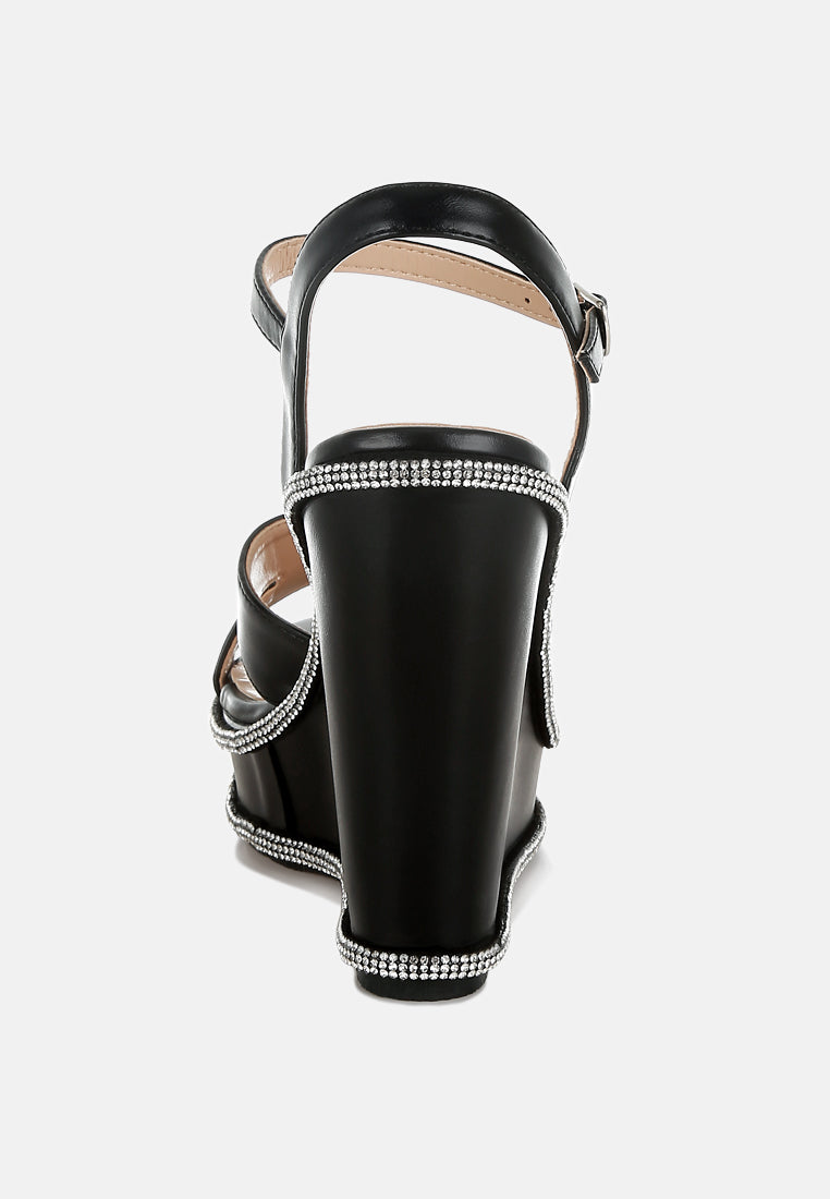 rhinestones embellished wedge sandals by ruw#color_black