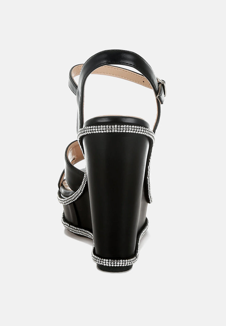 rhinestones embellished wedge sandals by ruw#color_black