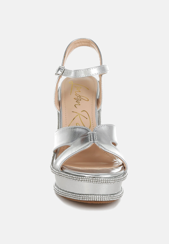 rhinestones embellished wedge sandals by ruw#color_silver