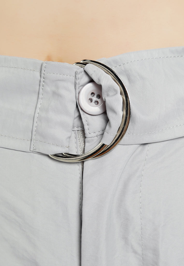 relaxed woven cargo pants with belt#color_light-grey