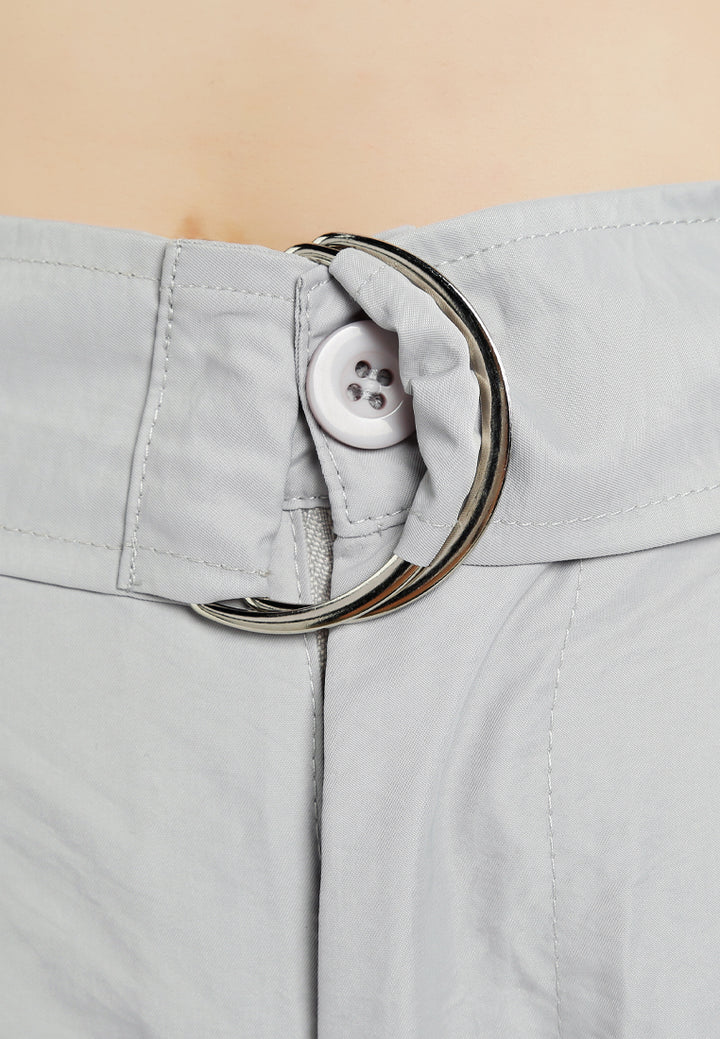 relaxed woven cargo pants with belt#color_light-grey