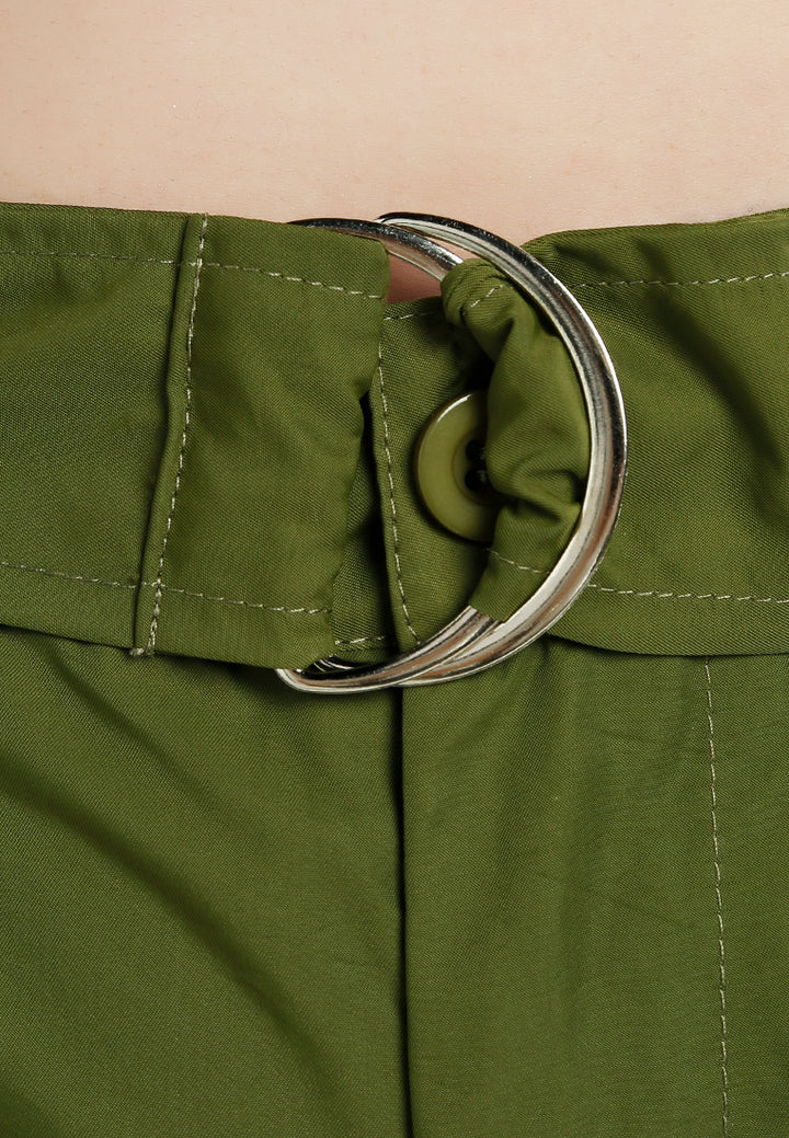 relaxed woven cargo pants with belt#color_olive