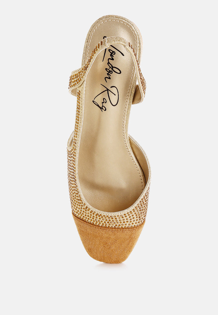 rhinestone-studded glitter flats by ruw#color_gold