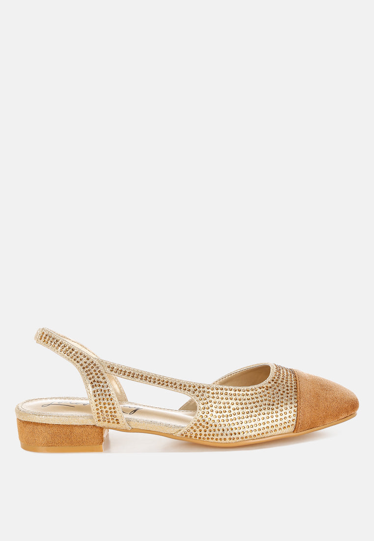 rhinestone-studded glitter flats by ruw#color_gold