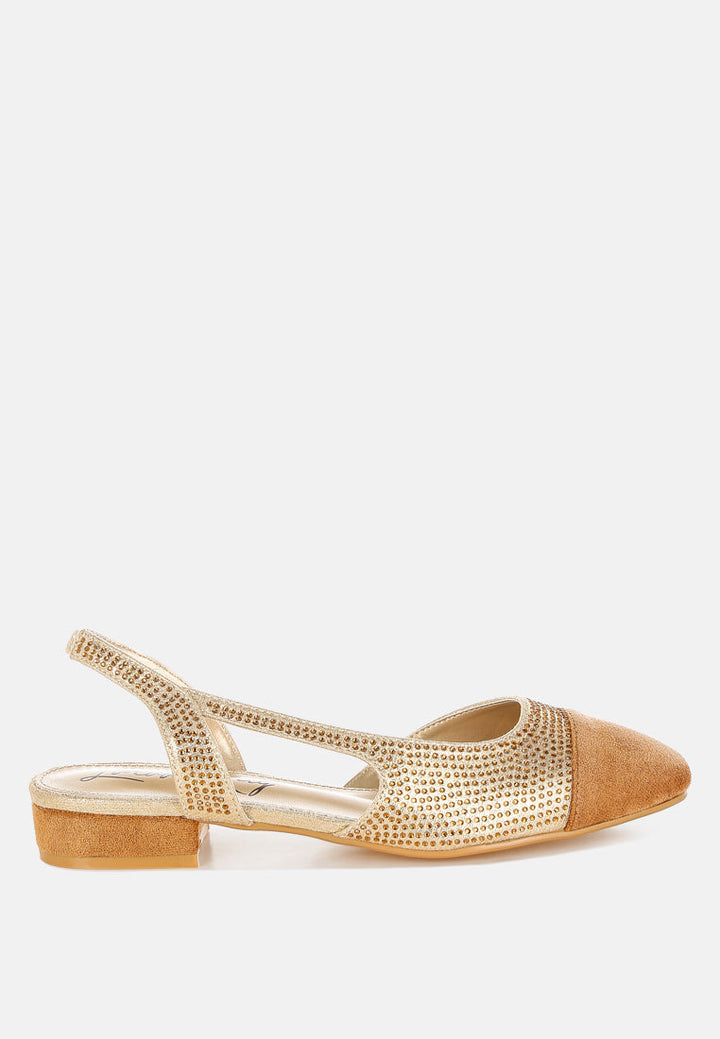 rhinestone-studded glitter flats by ruw#color_gold