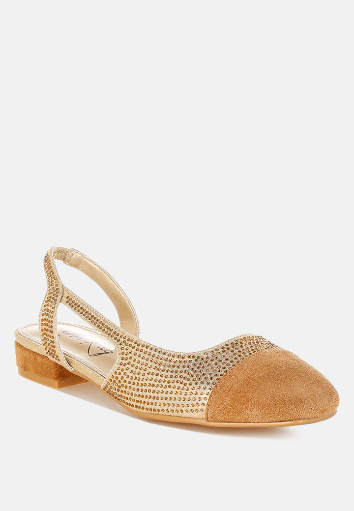 rhinestone-studded glitter flats by ruw#color_gold